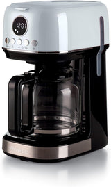 Ariete Moderna 1396 Filter Espressomaskine til fremstilling af amerikansk kaffe Op til 15 kopper Glaskaraffel Varmeplade LCD-skærm Aftagelige og vaskbare filtre Hvid