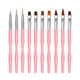 Nail Art Pinsel Sæt, 10 stk Nageldesign Malerei Pinsel, Professionelle Nail Art Design Pinsel, Nail Fine Liner Pinsel, Schwarz