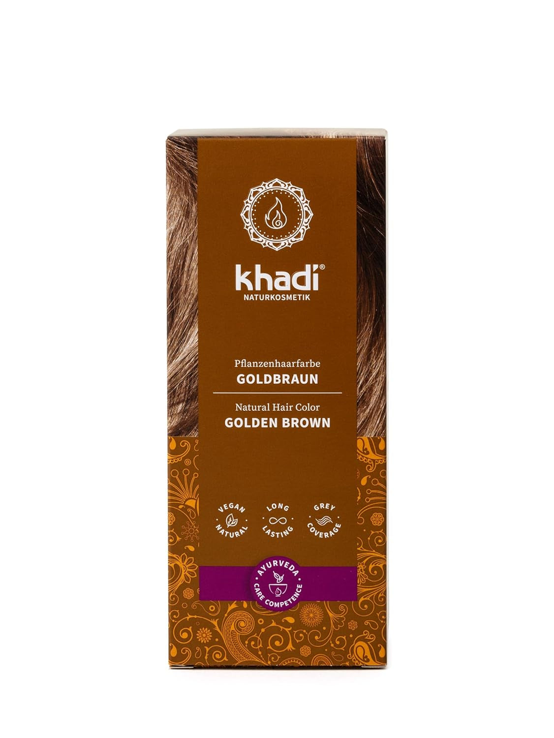 khadi GOLDBRAUN Urte-hårfarve Lys ravgul til blød og skinnende gyldenbrun hårfarve 100 % naturlig urte-hårfarve Naturlig og vegansk certificeret naturlig kosmetik 100 g Naty Shop gyldenbrun hårfarve 100 g (1 pakke) Enkelt