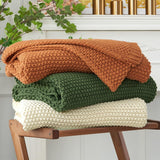 Chunky strik tæppe, Letvægts, Beige, 100% økologisk bomuld, Tæppe til sofa, sofa, seng, barn, børneværelse, Rustik, Shabby chic, Moderne bondehus, 152,4 X 203,2 cm, Inklusiv vaskepose Senge og tæpper Longhui sengetøj Beige 60"X80", overstørrelse