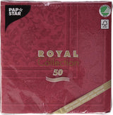 50 servietter "ROYAL Collection" 1/4 fold 40 Cm X 40 Cm Bordeaux "Ornaments"