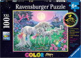 Ravensburger puslespil til børn - 13670 Unicorns in the Moonlight - Unicorn Light Up Puslespil til børn 6+ 100 brikker XXL størrelse, Glows in the Dark Puslespil Naty Shop Unicorns in the Moonlight