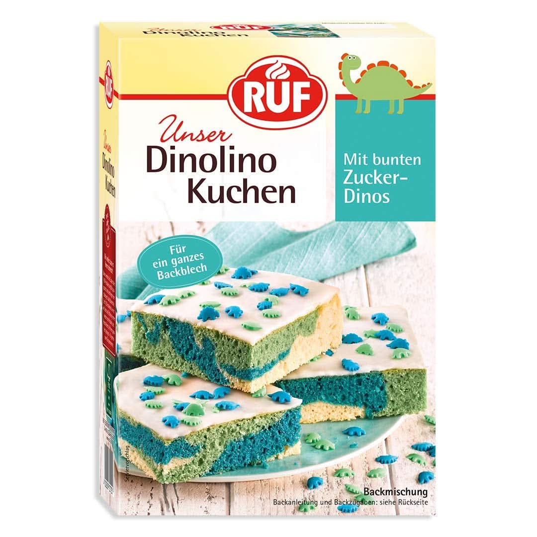 RUF Dinolino Cake, Tricolor arkkage med citronsmag, 850 gram Sprinkles Naty Shop Dino Cake