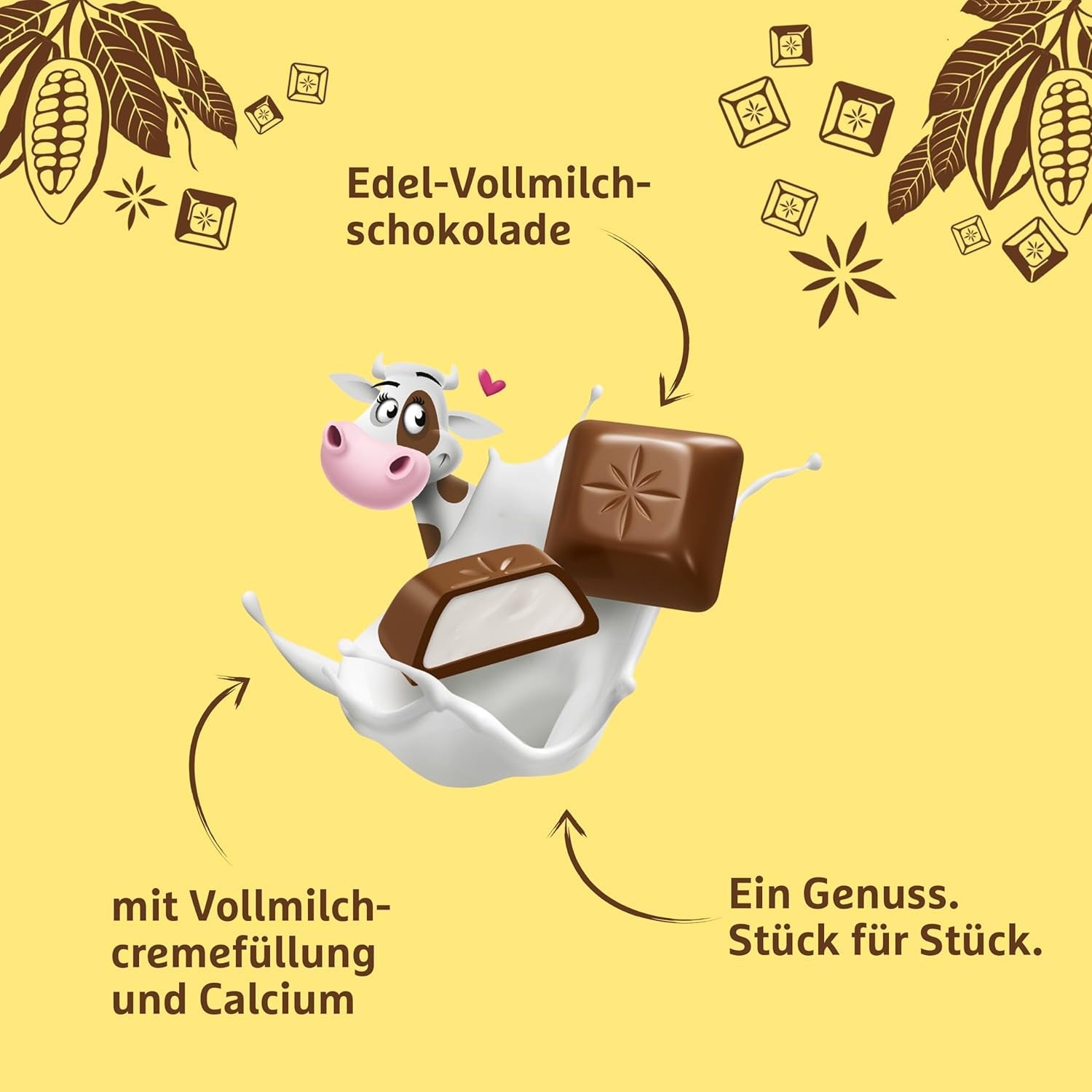 Schogetten til børn, chokoladebar 100g, mælkechokolade med cremet mælkefyld, praktisk portionsanrettet. En delikatesse. Stykke for stykke.
