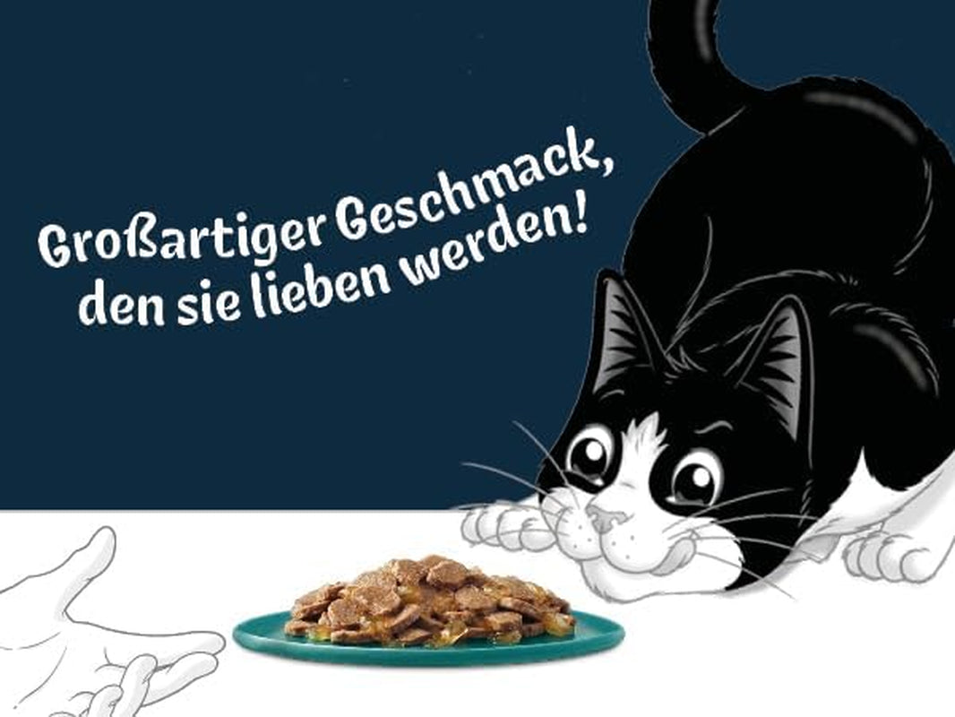 Felix Delicious Vådskåret kattefoder i gelé, forskellige smagsvarianter fra vand, pakke med 6 (6 x 10 poser á 80g hver)