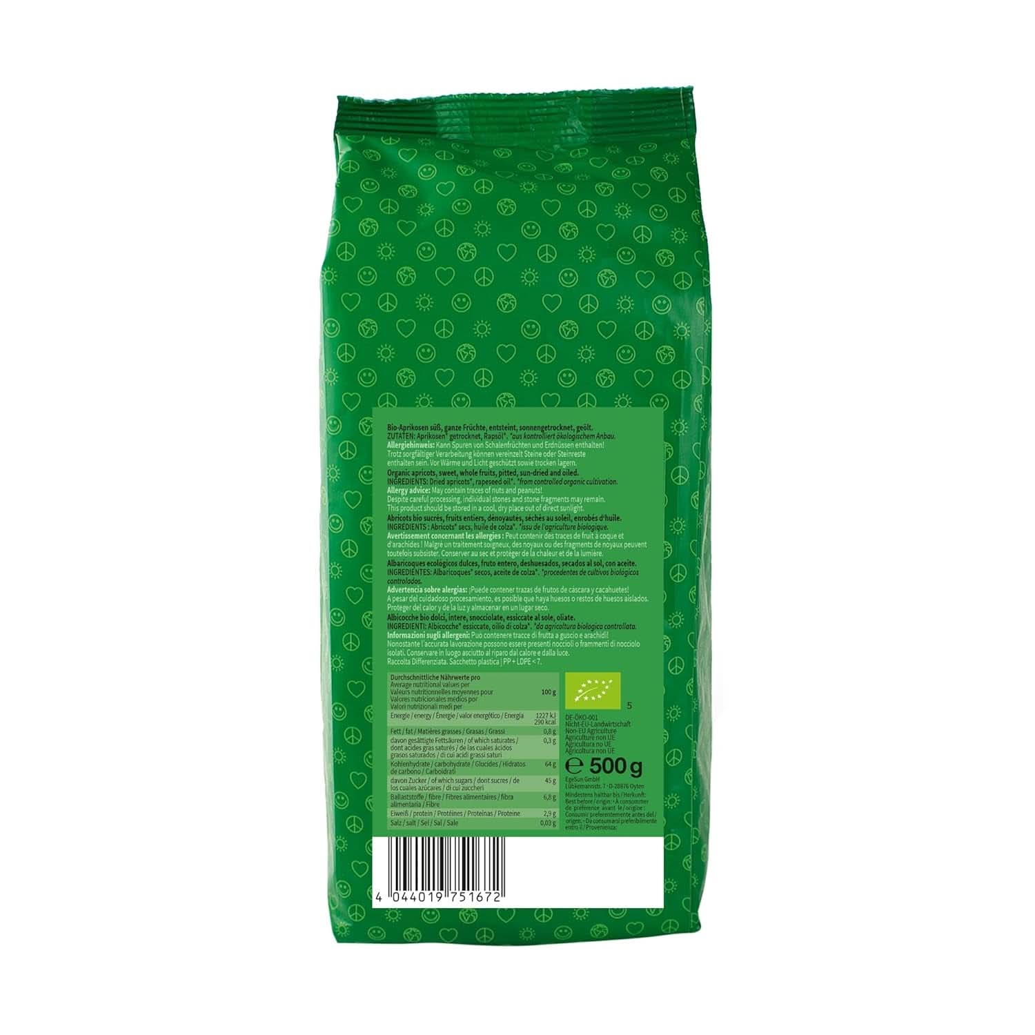 Mundo Feliz, Tørrede abrikoser med gruber fra økologisk landbrug, 2 x 500 gram Tørrede produkter Naty Shop