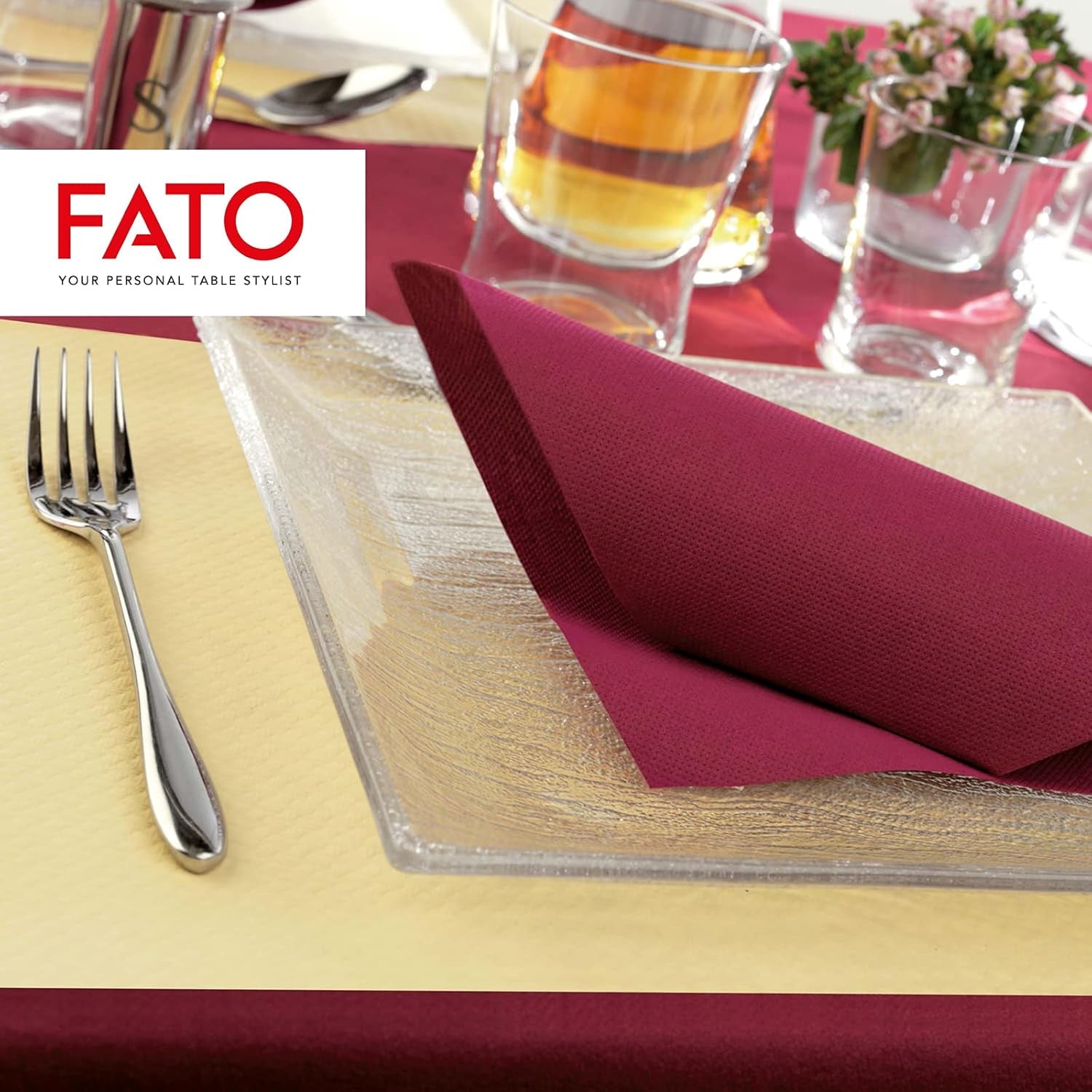 - Blødhed og blødhed engangstissuepapir 40 pakke 38X38 Størrelse 4 fold 2-lags Bordeaux farve 100 % rent cellulosepapir Fsc-certificeret (3 pakke)