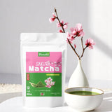 Sakura Matcha te 50 g - ceremoniel kvalitet fra Japan - Premium grøn te med Sakura blomsterpulver - Første høst, stenmalet, vegansk, ingen tilsætningsstoffer