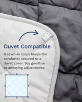 All Seasons Twin/Twin XL Down Reversible Alternativ Dyne - åndbar, ekstra lang, høj kvalitet, blød mikrofiber - Grå dynebetræk Indlæg dyner og dyner Naty Shop