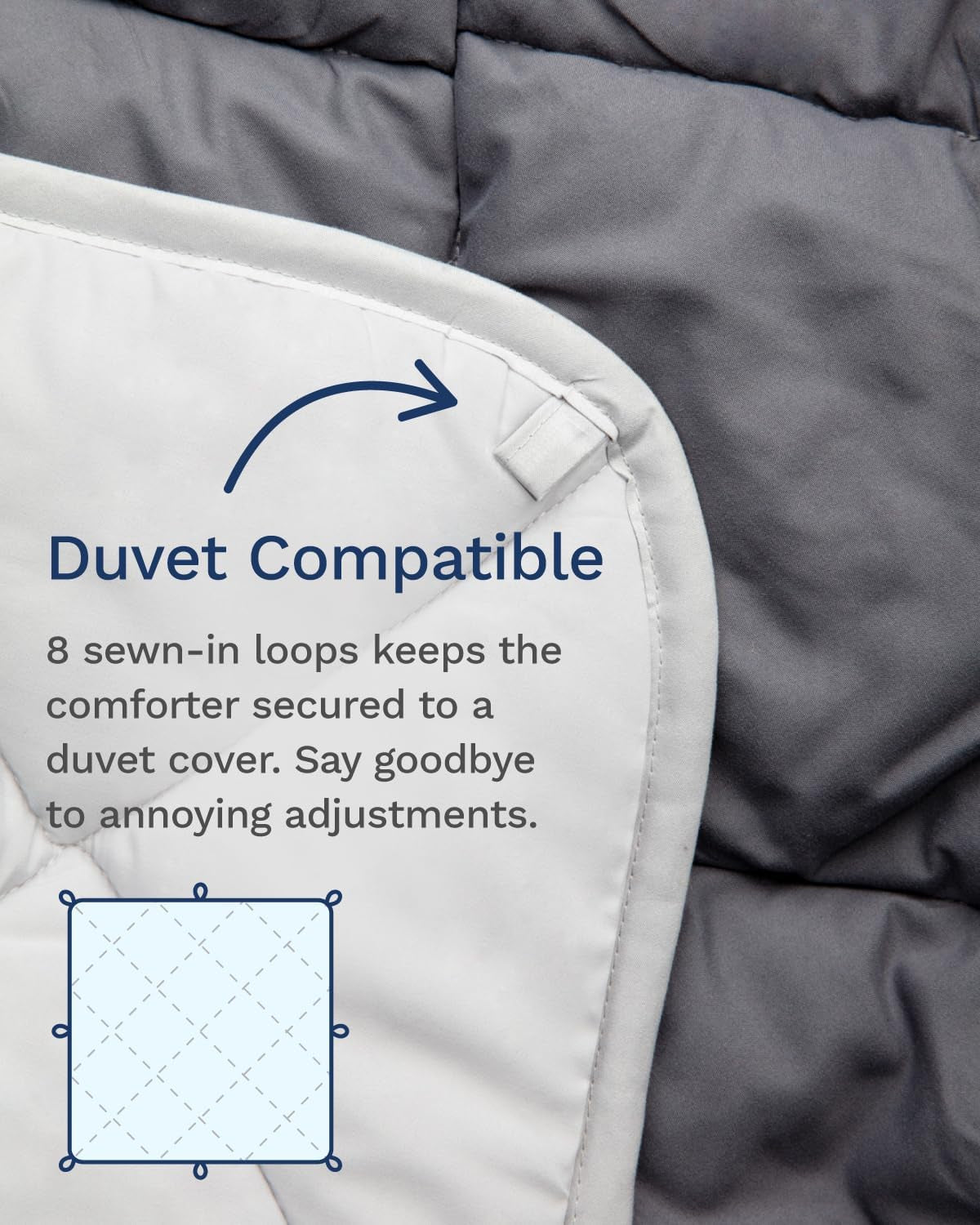 All Seasons Twin/Twin XL Down Reversible Alternativ Dyne - åndbar, ekstra lang, høj kvalitet, blød mikrofiber - Grå dynebetræk Indlæg dyner og dyner Naty Shop