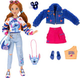 Disney ILY 4EVER Stitch modedukker med rødt hår, 29 cm høje, med 13 artikulationspunkter, to komplette mix-and-match outfits og en funklende Mickey-ring til dig!
