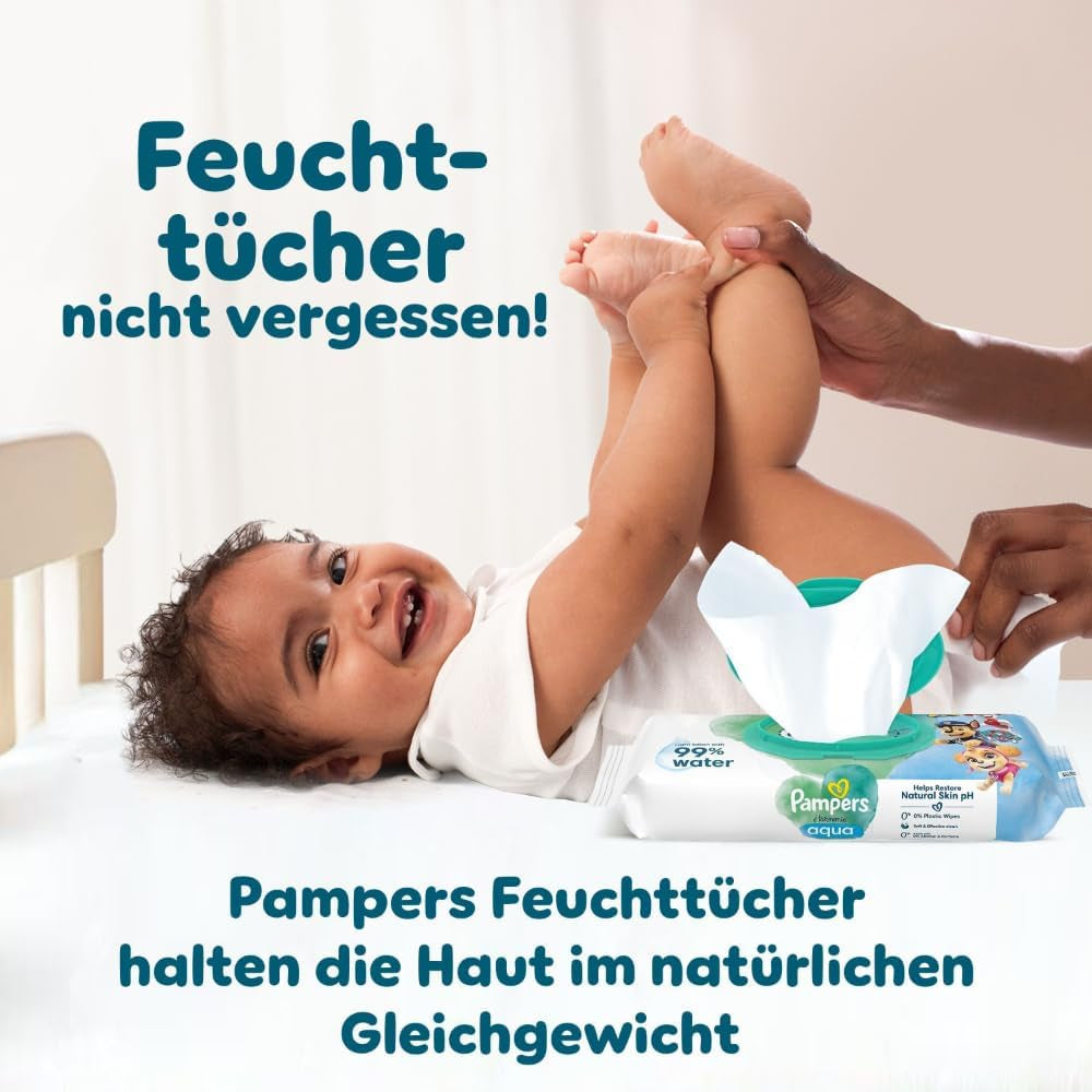 Pampers Baby-Dry Puppy Patrol Edition bleer, størrelse 5, 186 bleer, 11 kg - 16 kg, op til 100 % lækagebeskyttelse og komfort hele natten