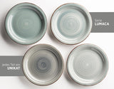 MÄSER Spisesæt til 6, moderne vintage-look, 12-delt bordservice, håndmalet, blå, flise, røgblå (Bel Tempo II)