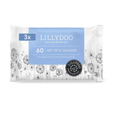 LILLYDOO grønne vådservietter, 600 count (10 x 60), 100 % plastfri rivefast serviet - Parfumefri, skånsom og naturlig, skånsom rensning til følsom hud, dermatologisk testet