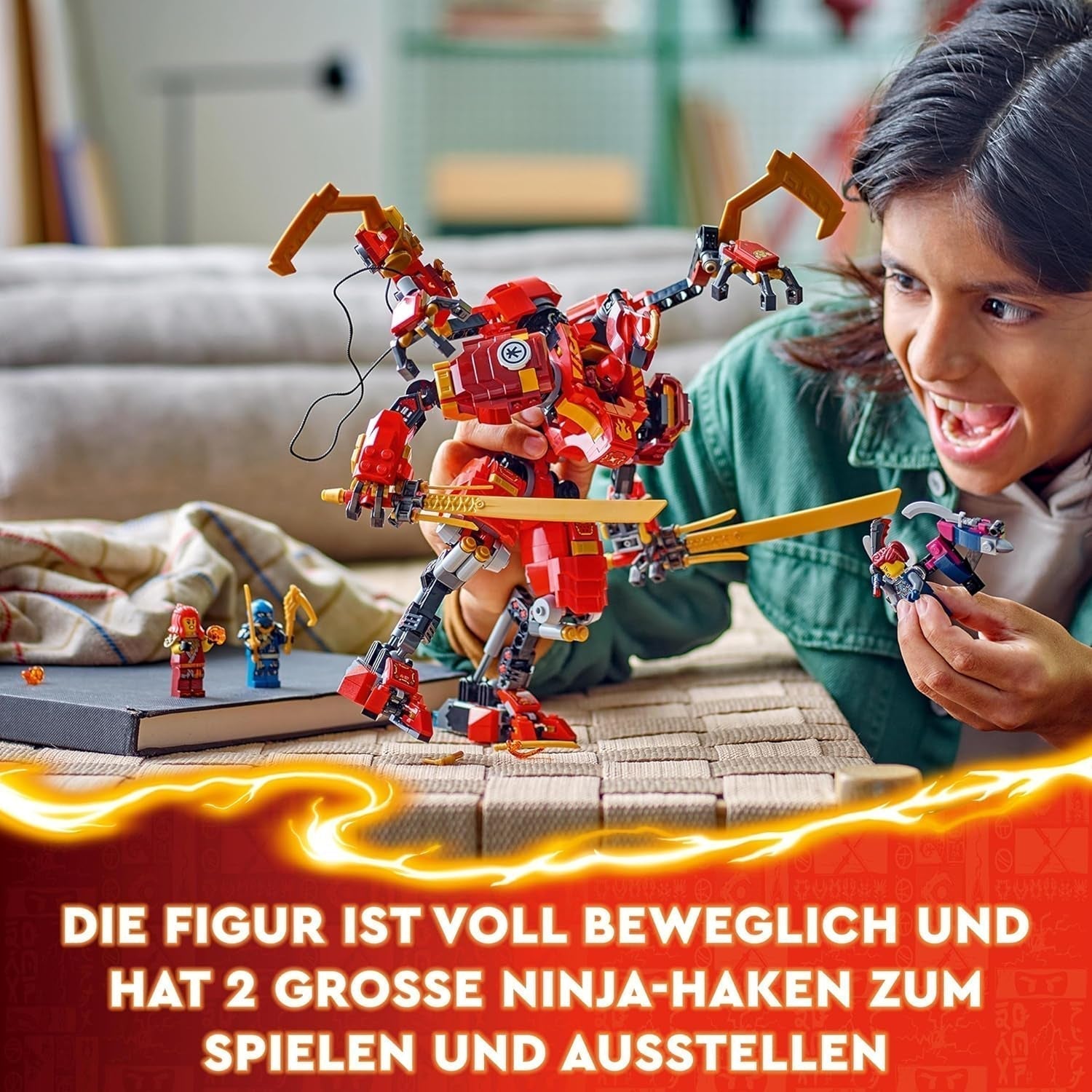 LEGO NINJAGO Kai's Ninja-klatremeksæt, ninjalegetøj med bygbar actionfigur og 4 minifigurer, eventyrsæt til børn, fødselsdagsgave til 9-årige drenge og piger 71812 byggesæt Beuche den LEGO-Store