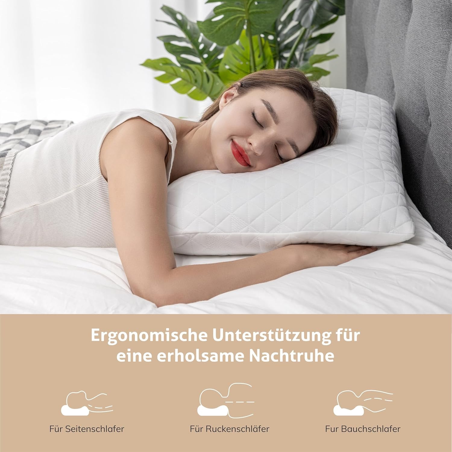 EGO HOME memory foam pude 40x80 cm med strimlet memoryskum - Åndbar, ergonomisk nakkestøttepude til side-, ryg- eller mavesovende - Oeko-Tex certificeret - Vaskbart betræk