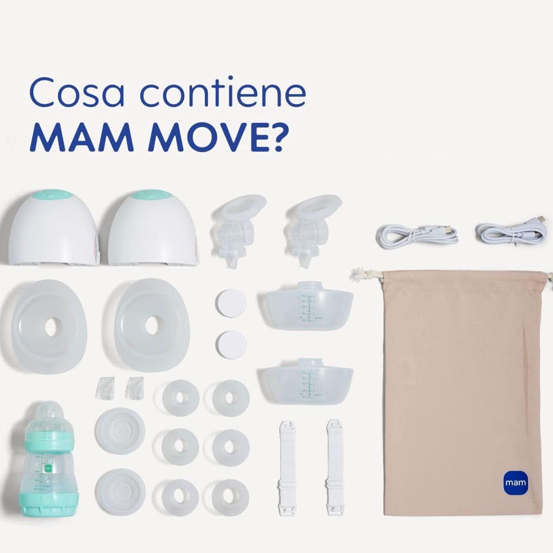 MAM Move Dobbelt brystpumpe, bærbar, 3 driftstilstande og 5 intensitetsniveauer Tilbehør Mad og amning Bebe Naty Shop