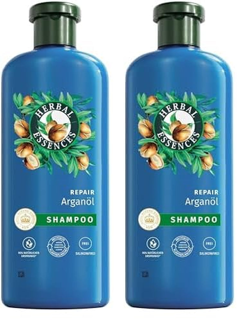Herbal Essences Hårreparationsmaske med arganolie 300ml. Fra skadet hår til glattere og mere skinnende hår. Intensiv pleje. Med ingredienser af naturlig oprindelse. Vegansk Naty Shop Hårmaske 350 Ml (pakke med 2) Shampoo