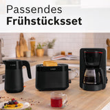 Bosch MyMoment TKA2M113 Filter Espressomaskine, 1,25 L glaskaraffel, 10-15 kopper, 40 Minutters Hold Varm-funktion, Anti-drypsystem, Roterende Filterholder, Aftagelig Vandtank, 1200 Watt, Mat Sort