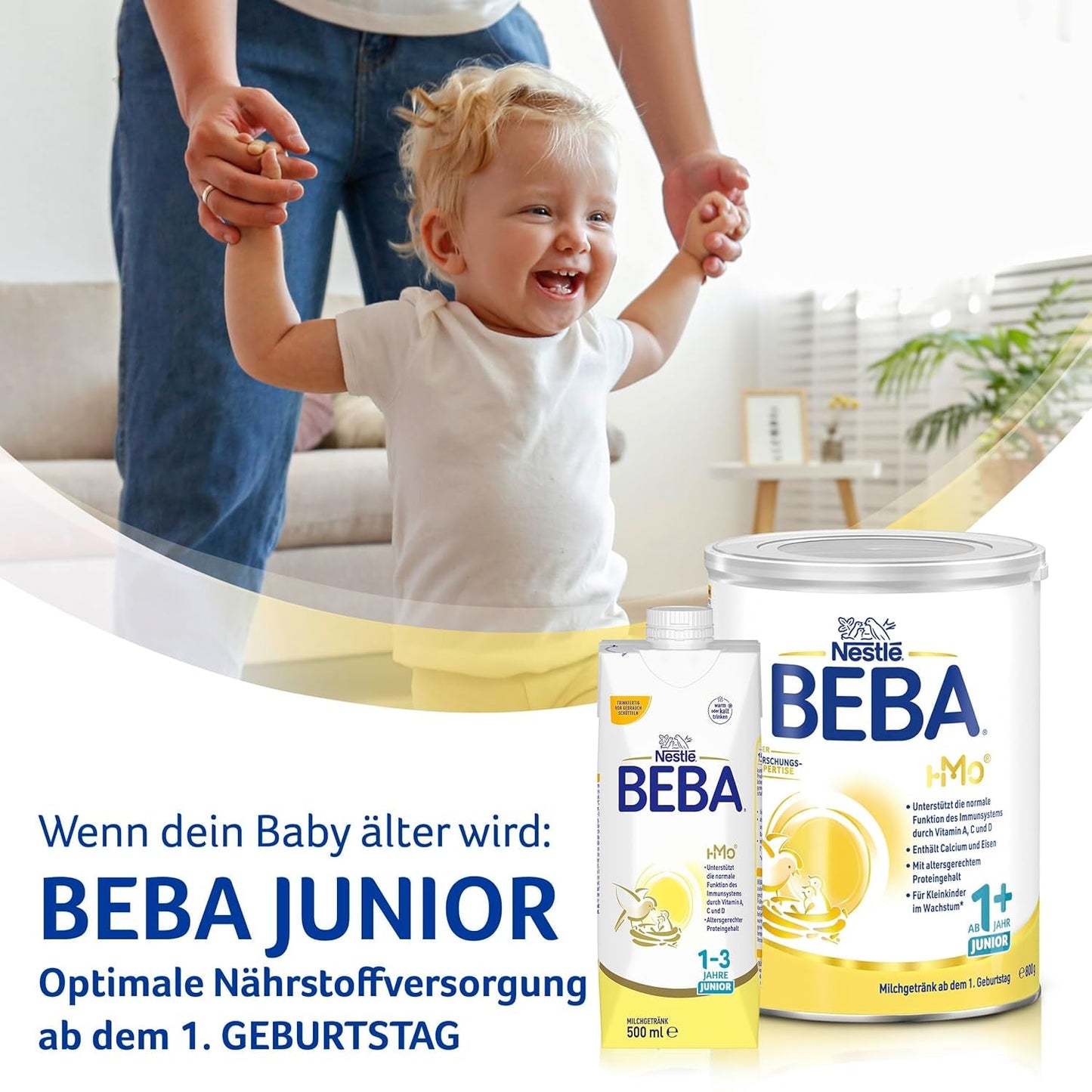 BEBA 2 - Tilskudsmælk efter 6 måneder, med 5 HMO-komplekser, alderssvarende proteinindhold, laktosefri, palmeoliefri, fiskeoliefri, babymad, babymælkpulver, 3 stk. (3 x 800 g)