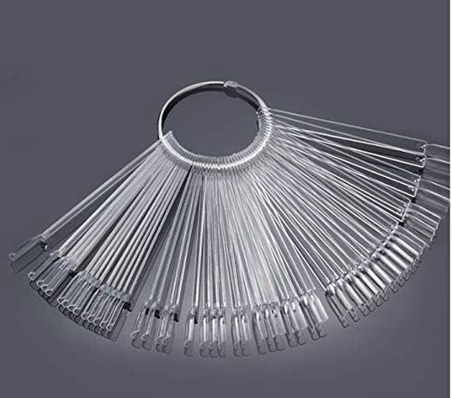 50 stk. Nail Art Tip ringe, farve klare plader, neglelak Display Ring Sticks, Negle Salon Practice, Nail Tip Display til DIY Nail Art Display og Practice