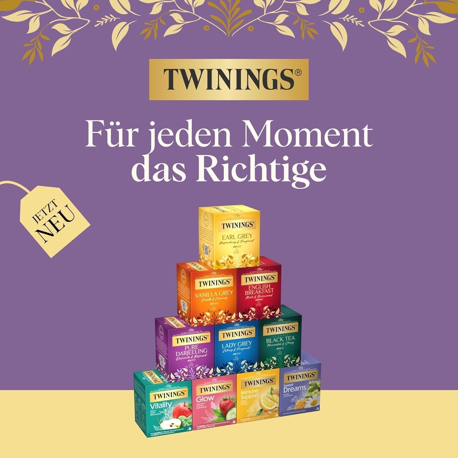 Twinings GLOW Aloe Vera & nældegrøn te med biotin - Urteteblanding til naturlig hud- og hårpleje 12 pakninger (10 poser hver)
