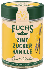 Fuchs Gewürze - Zimt Zucker Vanille - Gewürz zum Versüßen von Wafeln, Milchgetränken eller Joghurt - aus natürliche Ingrediens - 100 g i wiederverwendbarer, genbrugsbarer Dosis