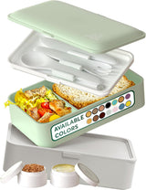 Umami Madpakke til voksne, Lækagesikker stabelbar Bento-kasse med 4 bestik og rum, Voksen Madkasse, To-Go-salatbeholder, Picnic-/kontormadkasse, koksgrå, 1500 ml