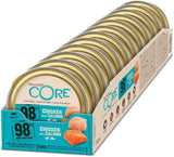 Wellness CORE 98% 12 x 85g, Kylling og Laks - Våd kattefoder, tyk paté, kornfri, naturlig, allergivenlig, højt proteinindhold, højt indhold af kød