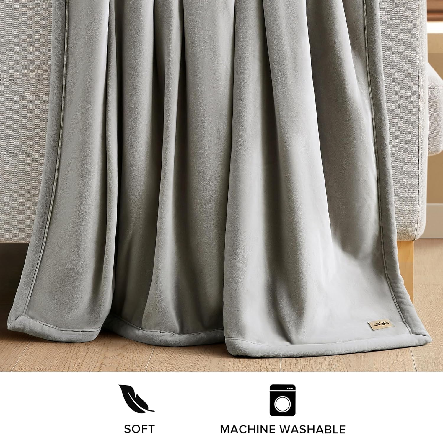 UGG 01465 Bliss Sherpa-tæppe Fuldt vendbart til sofa eller seng Kan maskinvaskes Nem pleje Blødt plys overdimensionerede luksustæpper 178 X 127 cm Seal Naty Shop Dyner og dyner