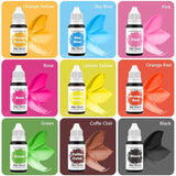 Madfarve 9 x 10 ml, flydende madfarve - madfarvesæt til dekoration af kager, macarons, donuts, fudge, glasur, DIY-sæber, is, sæbefarve, sprøjtepistolfarve