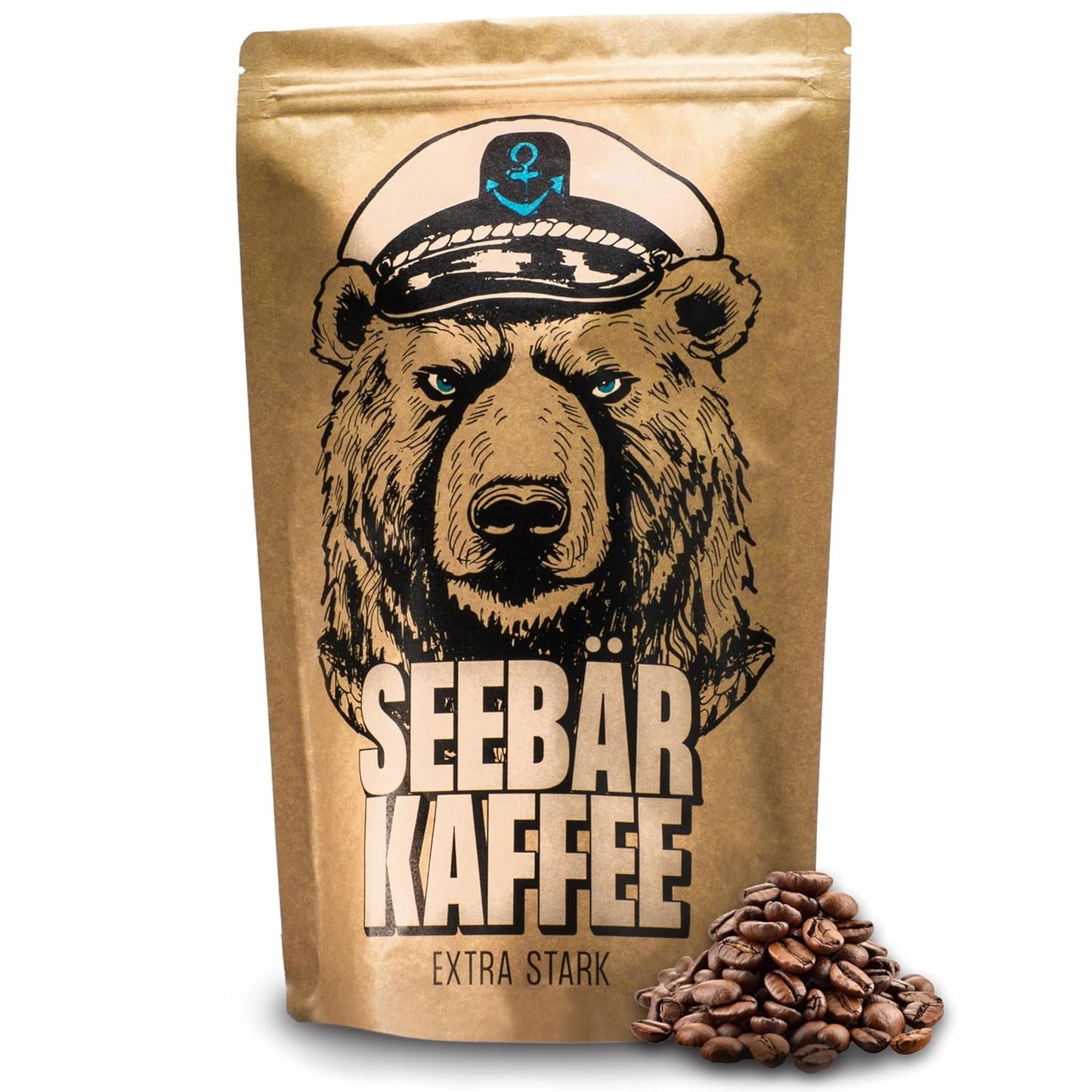 SEEBÄR KAFFE - Ekstra stærke kaffebønner - 500g - Lav syre og intens aroma - Hele bønner til fuldautomatiske kaffemaskiner, espresso og fransk presse - Højt koffeinindhold og lav syreindhold