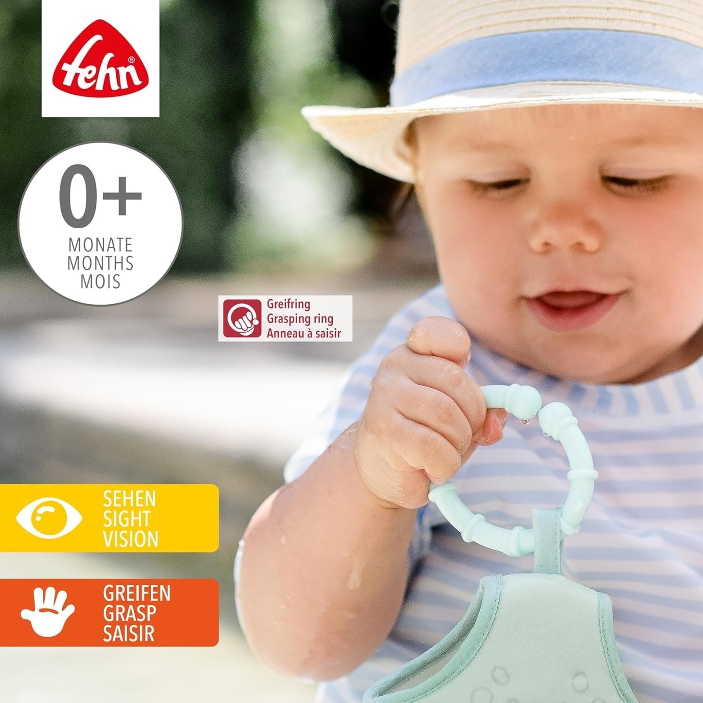 Fehn 10 sæt fastgørelsesringe - fastgørelseskroge til babyautostol, kravlegård og krybbe - fastgørelsesringe til barnevognskæde til hjemmet og på farten - C-ringe til babyer og småbørn fra 0+ måneder Legetøj Bebe Naty Shop
