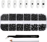 Beadsland 2500 stk Glas Nailart Strasssteine ​​​​Kristall Flatback Edelsteine ​​​​Runde, ​​Für Handwerk Gemischt 8 Größen SS4 ~ SS30 Mit Picking Pinzette Und Stift (Kristall Weiss)