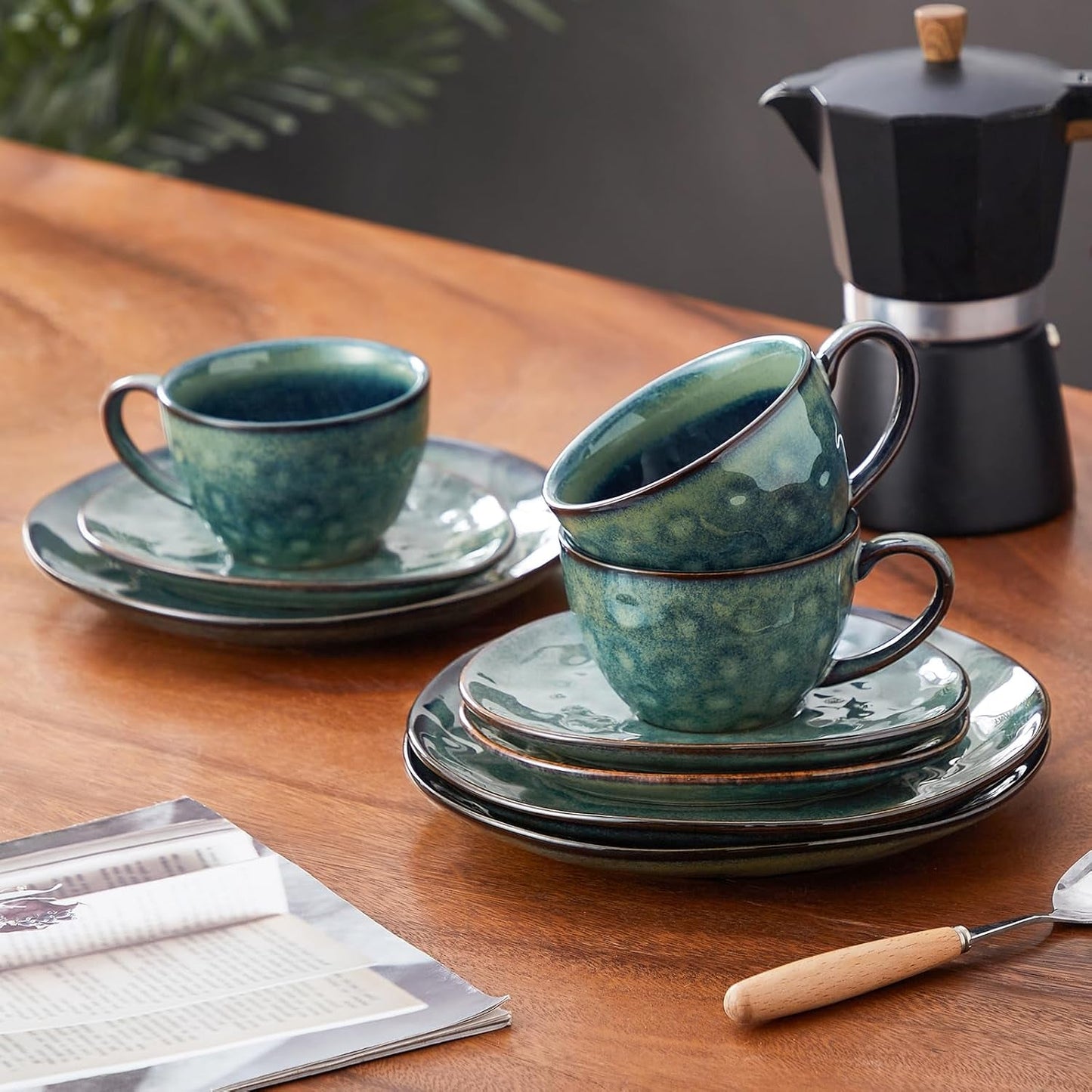 Vancasso stentøj kaffeservice STARRY 12 dele kaffesæt til 4 Indeholder kaffekopper og underkopper Vintage look