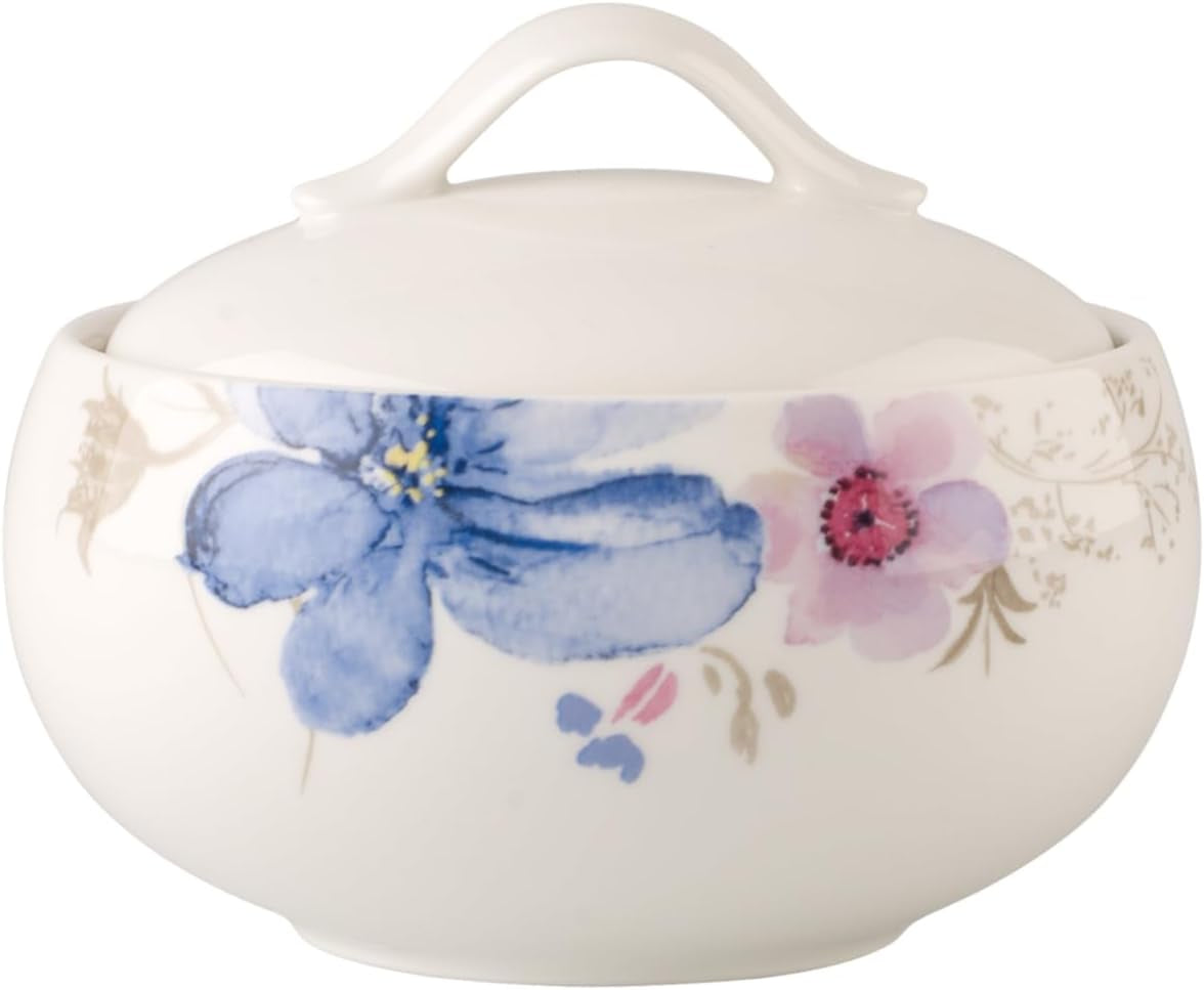 Villeroy & Boch Mariefleur Gris Basic sukkerskål, premium porcelæn, hvid/flerfarvet