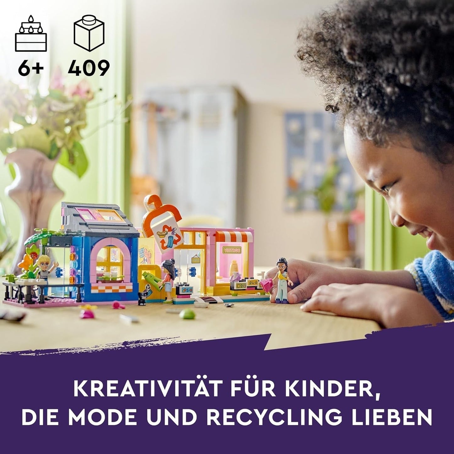 LEGO Friends Vintage modebutik byggesæt til børn med legetøjsbutik, figurer og kat, rollelegemodel for social-emotionel udvikling, gave til 6-årige piger og drenge 42614 Byggesæt Besuche den LEGO-Store