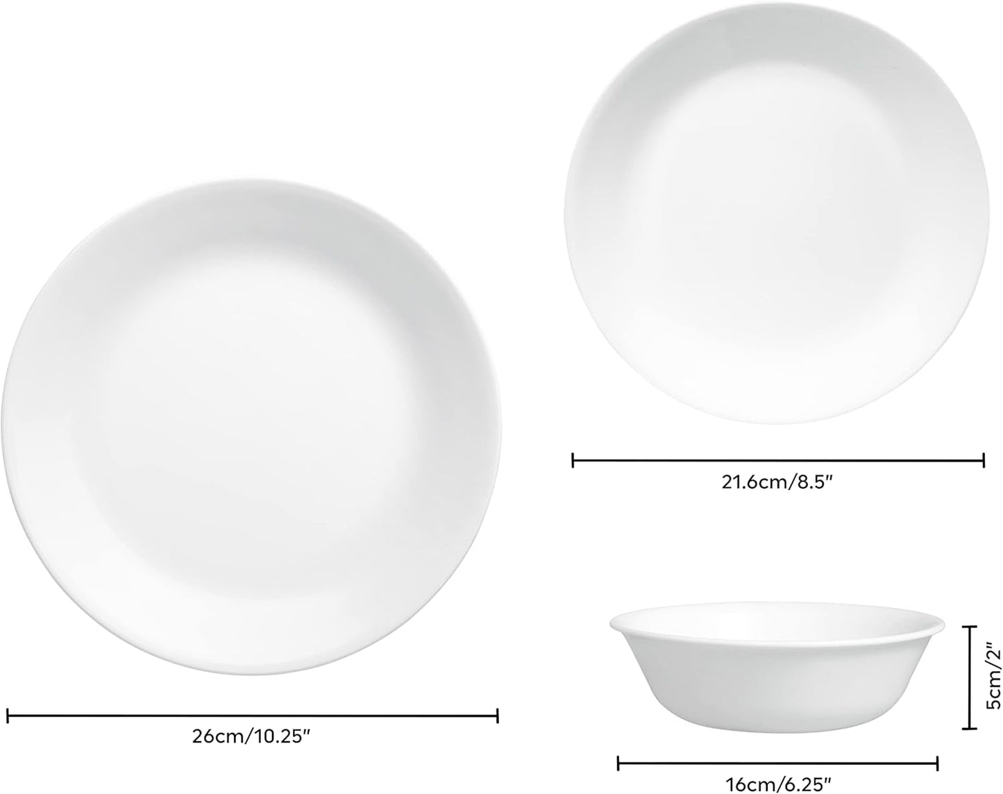 Winter Frost porcelænssæt til 4, 12 stykker, Premium Ultra-Durable Vitrelle™ glasstel, tåler opvaskemaskine, tåler mikroovn og mikroovn, festligt vinterdesign