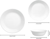 Winter Frost porcelænssæt til 4, 12 stykker, Premium Ultra-Durable Vitrelle™ glasstel, tåler opvaskemaskine, tåler mikroovn og mikroovn, festligt vinterdesign