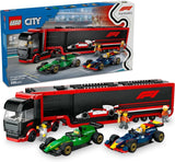 LEGO City F1 Transporter med RB20 & AMR24 F1 racerbiler - Legetøjsbiltransporter til Red Bull & Aston Martin Formel 1 Teams - Inkl. 5 minifigurer - Gave til drenge og piger i alderen 8+ 60445 Byggesæt Beuche den LEGO-Store Standardtitel