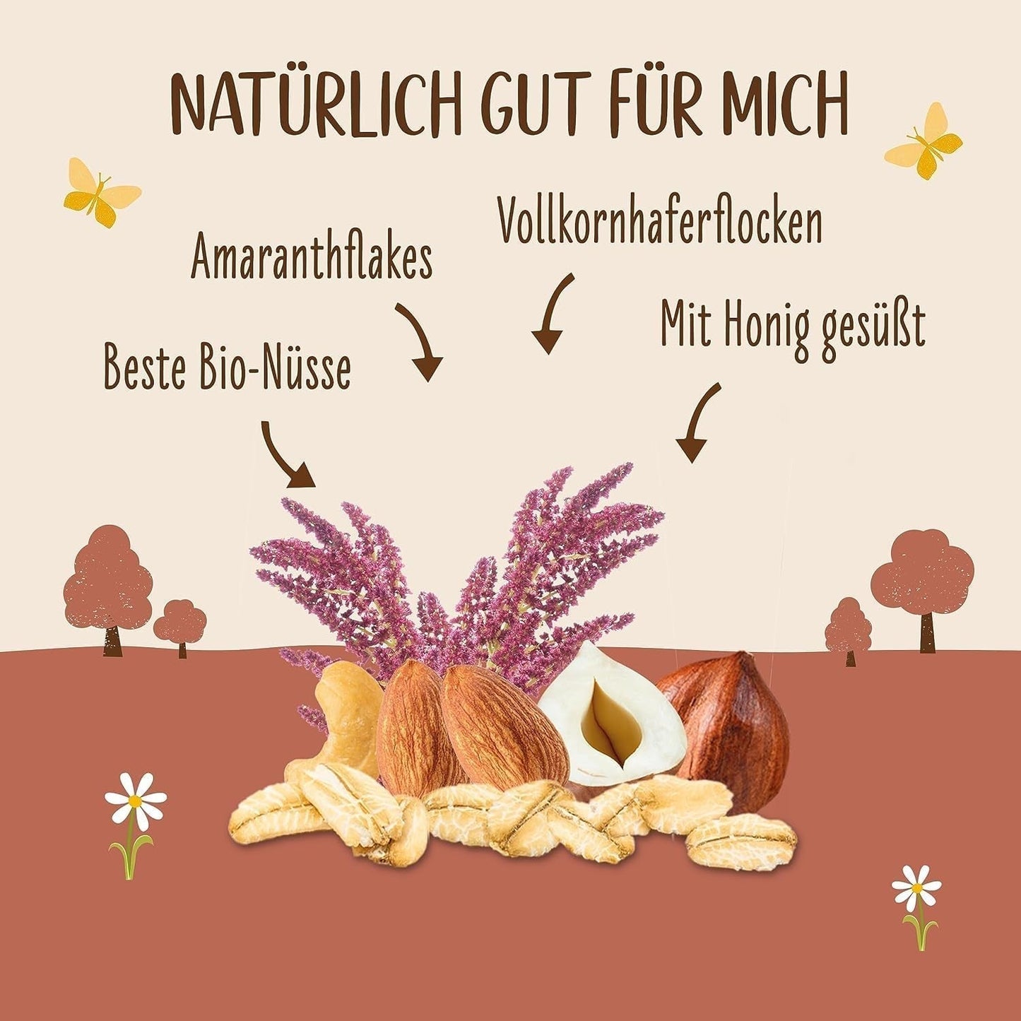 ALLOS Amaranth Crunchy Nobleuss | Økologisk müsli Nut Oats Cereal til den lille Cereal Naty Shop