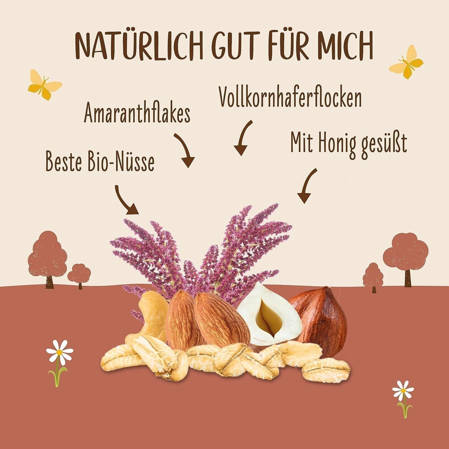 ALLOS Amaranth Crunchy Nobleuss | Økologisk müsli Nut Oats Cereal til den lille Cereal Naty Shop