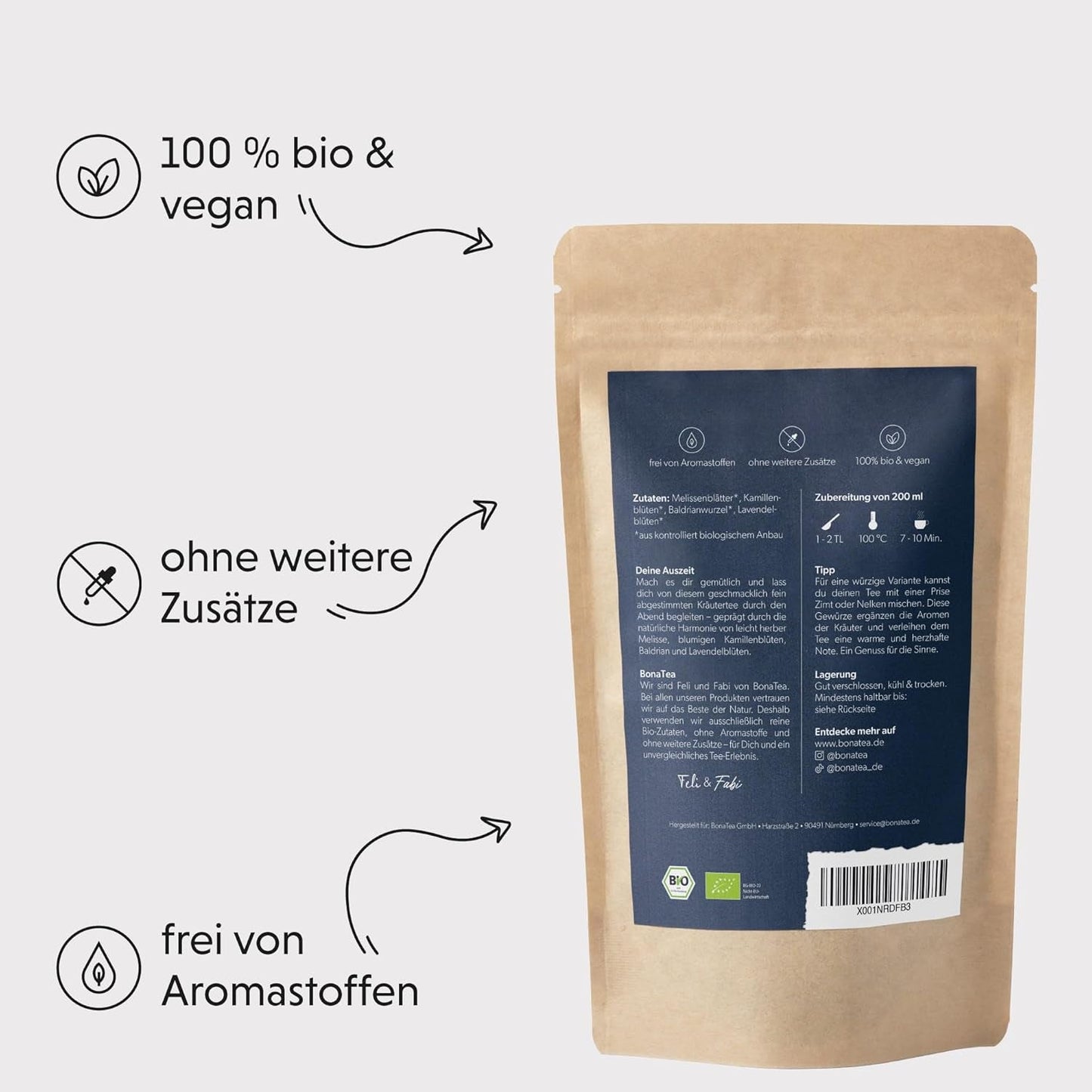 BIO Aftente 100 g - Din pause med baldrian, lavendel, citronmelisse, kamille, urte-blanding til afslapning om aftenen