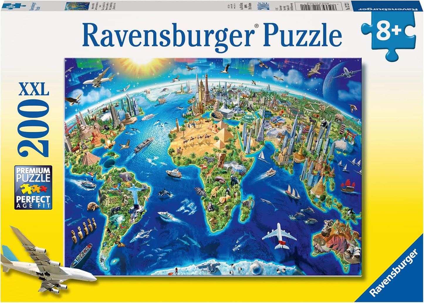 Ravensburger børnepuslespil - 12722 Stor, vid verden - Verdenskortpuslespil for børn fra 8 år og derover, med 200 brikker i XXL-format Puslespil Naty Shop Standardtitel