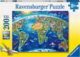 Ravensburger børnepuslespil - 12722 Stor, vid verden - Verdenskortpuslespil for børn fra 8 år og derover, med 200 brikker i XXL-format Puslespil Naty Shop Standardtitel