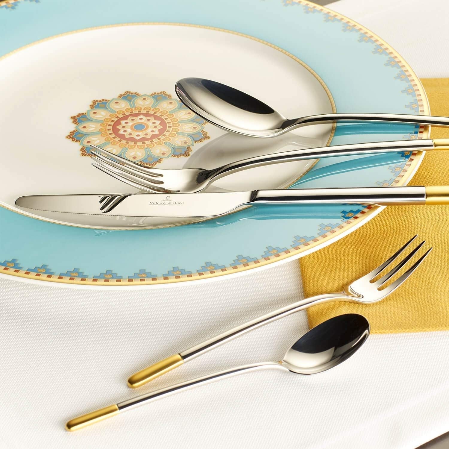 Villeroy & Boch - Ella Bestik delvist forgyldt guld, 30 styk, 6 personer, tåler opvaskemaskine, rustfrit stål Kitchen Naty Shop