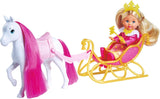 Simba Evi Love Princess Ride, prinsessedukke med slæde og vinterhest, prinsessetilbehør, 12 cm, 3+