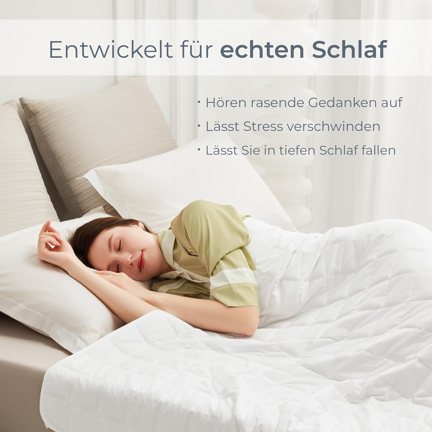 Degrees of Comfort vægtet tæppe 135X200Cm 7Kg, anti-stress terapitæppe lavet af 100% bomuld, tungt tæppe Vægtet tæppe til voksne Kan forbedre søvnen og reducere stress Grader af komfort Senge og tæpper