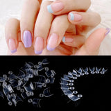 600 stk ovale korte kunstige negle 12 størrelser halvt dækkende akryl falske neglespidser kunstige negle til manicure kvinder Salon DIY (gennemsigtig)