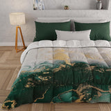 PETTI Artigiani Italiani - Vinterdyne, Vinterdyne, Enkel quilt, Dobbeltsidet, monofarvet og digitalt tryk, 100 % allergivenligt mikrofiber, Made in Italy Dyner og dyner Naty Shop Emerald marmor Enkeltseng